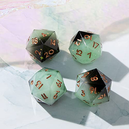 Single D20 Dice - 22mm, 20 Sided D&D Dice for Dungeons and Dragons, DND Dice with Resin Sharp Edge, Handmade Polyhedral for RPG, Roleplaying Games MTG Table Games(Gradual Green) - color: D20-gradual Green