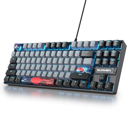 Owpkeenthy 75% Mechanical Gaming Keyboard with Red Switch, RGB Backlit Keyboard, 87 Keys Compact TKL Wired Computer Keyboards for Laptop PC Gamer Xbox PS (Grey/ 87 Red Switch) - color: Grey/ 87 Red Switch