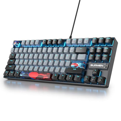 Owpkeenthy 75% Mechanical Gaming Keyboard with Red Switch, RGB Backlit Keyboard, 87 Keys Compact TKL Wired Computer Keyboards for Laptop PC Gamer Xbox PS (Grey/ 87 Red Switch) - color: Grey/ 87 Red Switch