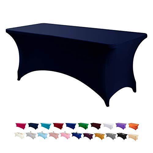 Peomeise 6FT Spandex Table Cover Rectangular Stretch Spandex Tablecloth (Navy,6FT) - color: Navy, size: 72" x 30" (Rectangular)