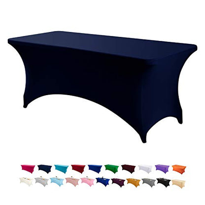 Peomeise 6FT Spandex Table Cover Rectangular Stretch Spandex Tablecloth (Navy,6FT) - color: Navy, size: 72" x 30" (Rectangular)