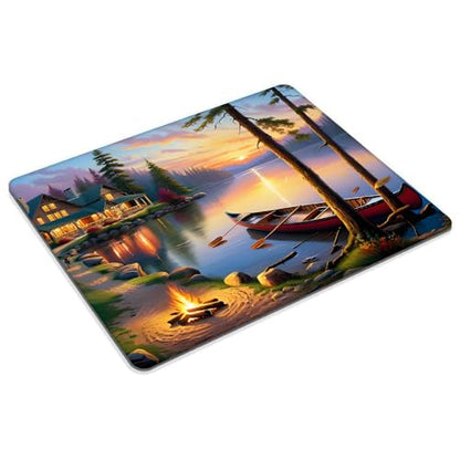 Square Mouse Pad Canoe Lake,Gaming Mouse Pads for Desk,Soft Computer Waterproof Non-Slip Mouse Mat - color: Canoe Lake