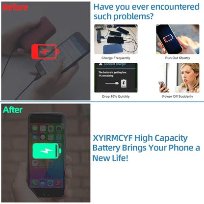 XYIRMCYF 24300mAh Super Capacity Battery Compatible with iPhone 7/7G, 0 Cycle Li-Polymer Replacement Battery for iPhone 7/7G, with Professional Repair Tool Kit - color: 7-24300
