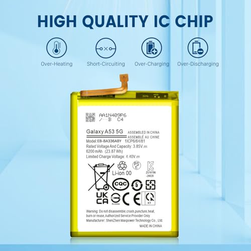 SHENMZ 6200mAh Battery for Galaxy A53 5G SM-A536 with Repair Tools | High-Capacity Battery for Samsung Galaxy A53 5G – Replacement for EB-BA336ABY,Compatible with SM-A536B/DS,SM-A536U - style: A53
