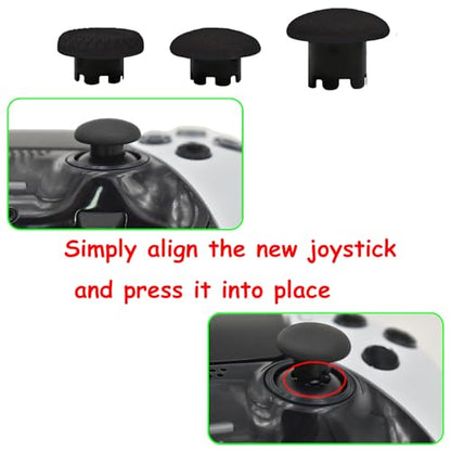6-in-1 Interchangeable Thumbstick Caps for PS5 DualSense Edge Controller, Swappable Thumbsticks Replacement, Joysticks Parts (Black) - color: black