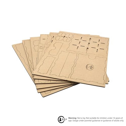 The Broken Token Game Organizer Compatible with Flamecraft - Wooden Game Organizing Box with Multiple Trays