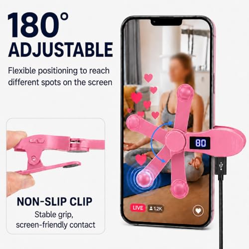 Aylthyo Auto Clicker for Smart Phone, Phone Screen Device Speed Clicker for iPhone iPad Apps, Fast Click Simulation Finger Continuous Click for Tiktok, Live Broadcasts Likes, Lightning Deal, Reward Task, Plug and Play (Pink) - size: PINK-1 PC