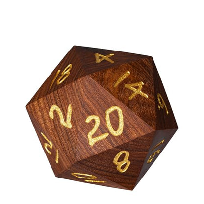 50mm Large D20 Dice Red Sandalwood 20 Sided Dice for Tabletop Games | Premium Gift Box, DM Gift, for Dungeons and Dragons Role Playing Games - color: D20 Red Sandalwood