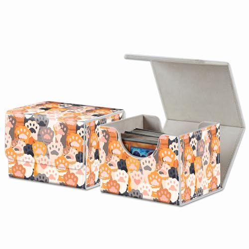 Strong Magnet Card Case Deck Box Mtg Card Box Playing Card Box Magic Deck Box Tcg Up to 200 Cards Creative Pattern Trading Card Storage Box for Collectible Card Games, Cute Cats Paw Pattern - color: Cute Cats Paw Pattern