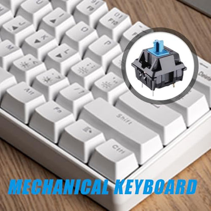 abucow 60% Wireless Mechanical Gaming Keyboard Bluetooth 2.4G RGB Backlit Anti-Ghosting Compact 61-Keys Mini White Keyboard with Blue Switch for Windows Laptop PC Gamer Typist