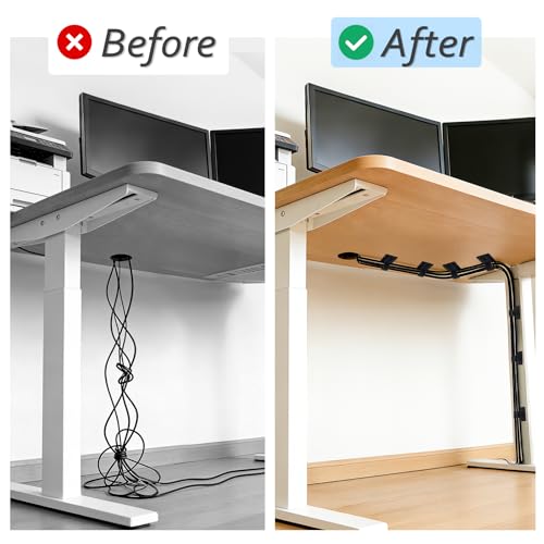 Cable Management Under Desk Detachable Cable Straps, Black, 20 Pack | Heavy Duty Hook and Loop Cable Ties, Removable, Leave No Trace, Hold Up to 15 Cables, Home Office Organizer Accessories - color: Black