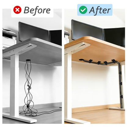 Cable Management Under Desk Detachable Cable Straps, Black, 20 Pack | Heavy Duty Hook and Loop Cable Ties, Removable, Leave No Trace, Hold Up to 15 Cables, Home Office Organizer Accessories - color: Black