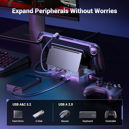 UGREEN Steam Deck Dock 9-in-1 USB C Docking Station Foldable Stand | 4K@60Hz HDMI, Gigabit Ethernet, PD 100W, 10Gbps USB A&C 3.2, TF/SD For Steam Deck, Rog Ally, ROG Xbox Ally, Legion Go