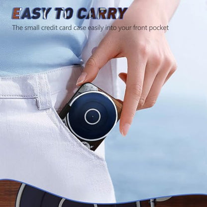 Credit Card Holder, Mini RFID Small Aluminum Card Wallet Business Card Case | Blocking Slim Metal RFID Blocking Front Pocket Wallet Hard Case Durable CC Holder for Women Men, Retro Music Player - color: Retro Music Player
