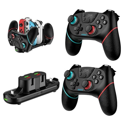 VidPPluing 2 Pack Switch Controllers with Charging Dock, Wireless Switch 2 Controller for Switch/2/Lite/OLED, Switch Pro Controller with Motion Sensor/Vibration/Turbo/Wakeup/Charging Cable