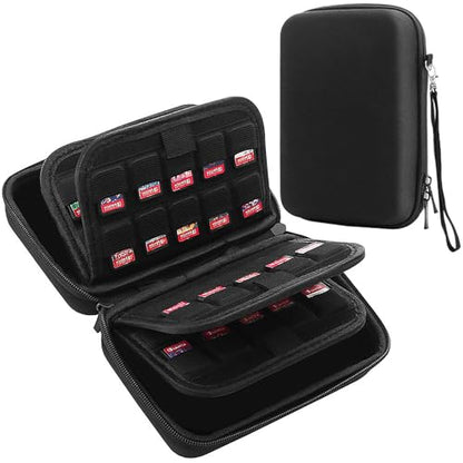 ADVcer 80 Slots Switch Game Case, Waterproof Hard Shell Nintendo Switch Game Card Holder Cartridge with Detachable Wrist Strap for SD Cards, Nintendo Switch or Switch OLED, PS Vita, PSP Games Storage