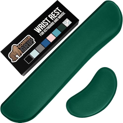 GORILLA GRIP Silky Gel Memory Foam Wrist Rest for Computer Keyboard, Mouse, Ergonomic Design for Typing Pain Relief, Desk Pads Support Hand, Arm, Mousepad Rests, Stain Resistant, 2 Piece, Hunter Green - color: Hunter Green, size: Set of 2 (Keyboard Rest +