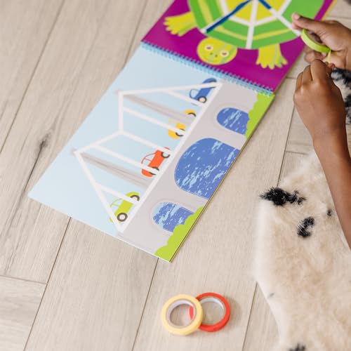 Melissa & Doug Tape Activity Book for Kids with 4 Easy-Tear Tape Rolls (Blue, Green, Red, Yellow) & 20 Reusable Scenes on Spiral-Bound Sheets, Road Trip Activities & Travel Toys for Kids Ages 4+ - size: 0.45 inch