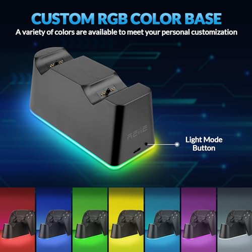 Charger Dock Station,Full Charged Within 2.5 Hrs,Dual Fast Charging Dock,RGB Backlit for PS5