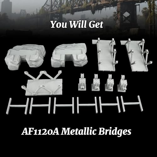 28mm Scenery - RPG Terrain Set for TTRPG Battle Maps(AF1120A) | Wargame Scenery Map Props for Dungeon Masters - Metallic Bridges - color: Af1120a Bridges