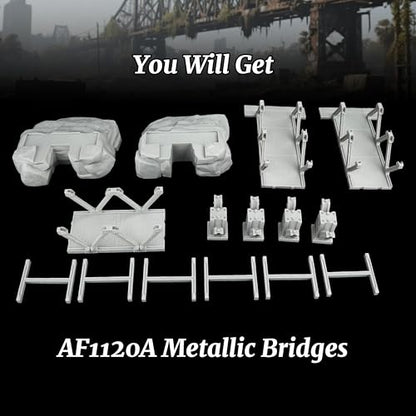 28mm Scenery - RPG Terrain Set for TTRPG Battle Maps(AF1120A) | Wargame Scenery Map Props for Dungeon Masters - Metallic Bridges - color: Af1120a Bridges