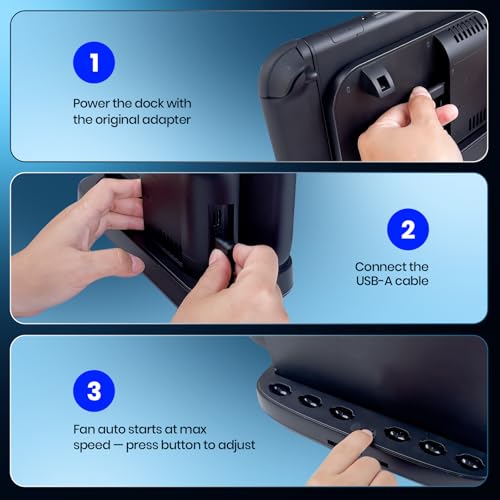 NEWDERY Cooling Fan for Nintendo Switch 2 Dock, Dual-Fan Cooling Stand | 3 Adjustable Speeds, RGB Light Modes, 6 Game Card Slots and 3 USB Ports for Cooling Control, Storage and Easy Expansion