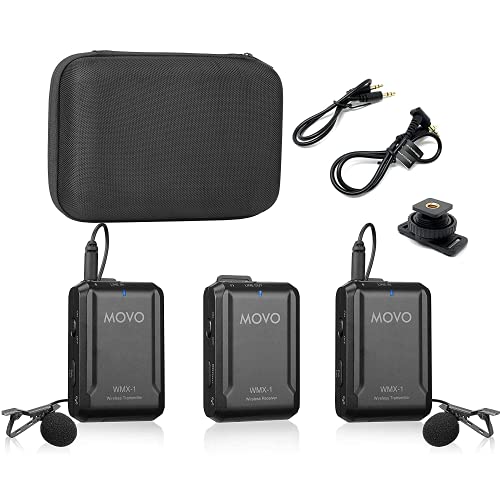 Movo WMX-1-DUO 2.4GHz Dual Wireless Lavalier Microphone System, Compatible with DSLR Cameras, Camcorders, iPhone, Android Smartphones, and Tablets, 200ft Audio Range, Great for Teaching Tutorials - style: 2 Transmitters