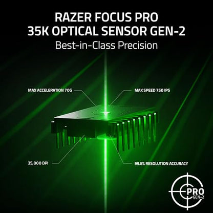 Razer Basilisk V3 Pro 35K Wireless Gaming Mouse, Phantom Green | HyperScroll Tilt Wheel, 35K DPI Optical Sensor Gen 2, 13 Customizable Controls, RGB, Optical Switches Gen 3, 140 Hr Battery - color: Phantom Green