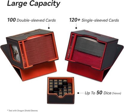 Mage Tech Card Deck Box for MTG Commander - Patented Design, Commander Display, As Deck Holder, Fits 100 Double-Sleeved Cards, Include 35pt Card Brick & Dice Tray (5. Halo) - color: 5. Halo
