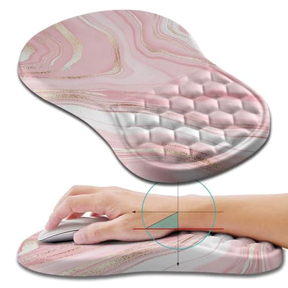 Hokafenle Ergonomic Mouse Pad Wrist Support, Wrist Rest Mousepad for Carpal Tunnel Pain Relief with Integrated Memory Foam Slope Massage Bulge (11.8x7.9 inch,Pink Fluid - color: KM02-Pink Fluid