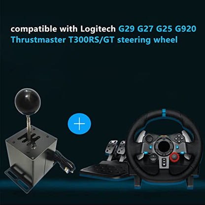 GSTP PC USB Simulator Shifter Compatible with G29 G27 G25 G920 T300RS/GT Steering Wheel Sequential H Gear Shifter Compatible with ATS ETS Dust WRC Sim Racing Games 6+R Black