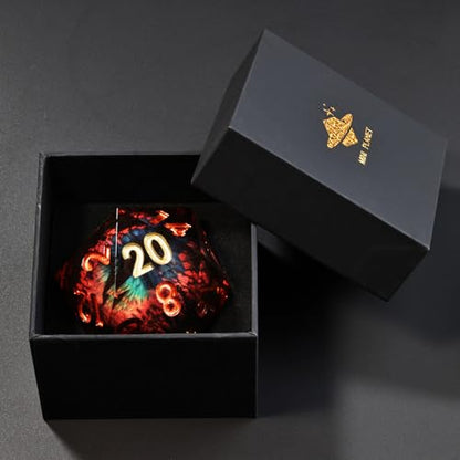 Mini Planet 50mm Chonk Giant D20 Liquid Core Dragon Eyeball Polyhedral DND Sharp Edge RPG MTG Handmade Dice - color: Dragon Eye Dice 8