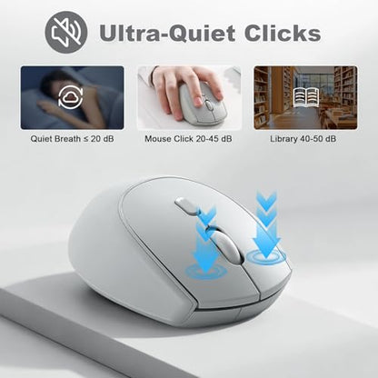 YUNZII C2 Silicone Wireless Mouse 1600 DPI Optical 2.4GHz (Gray) | 2.4GHz Connection, Noiseless Computer Mice, Quiet Clicks, 3-Level DPI, Up to 1600, Optical Tracking, for Laptop/PC/Mac - color: Gray