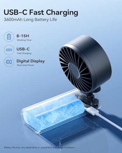 SOTHING 3600mAh Handheld Turbo Fan with Cooling Plate | Up to 15H Runtime, 100 Speeds control and 120° Foldable, 3-in-1 design for handheld, desk and neck use - size: 3600mAh Cooling Fan