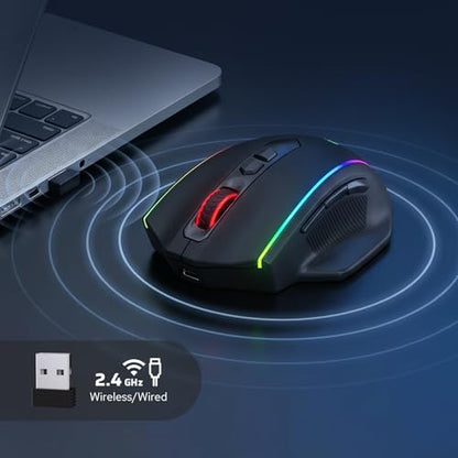 Redragon M686 Wireless RGB Optical Gaming Mouse 16000 DPI Remapping Keys | Cable-Free 0 Delay, Smooth Precise Tracking, Custom Macro Keybinds, Vibing Backlight, Ergonomic Grip Body Comfort