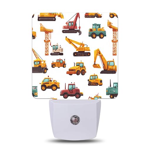 Excavator Night Light with Dusk to Dawn Light Sensors, Plug-in Wall Led Night Lights, Energy Efficient Lamp for Bedroom,Bathroom,Kitchen,Hallway,Stairs, Gifts Ideal for Girls Women - color: Excavator