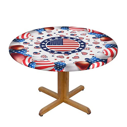 4th of July American Flag Round Tablecloth Elastic Fitted Table Cover Washable Elastic Edge Tablecloths for Kitchen Dining Party Fitted Table 40-44 - color: 4th of July American Flag S, size: 40" (Round)