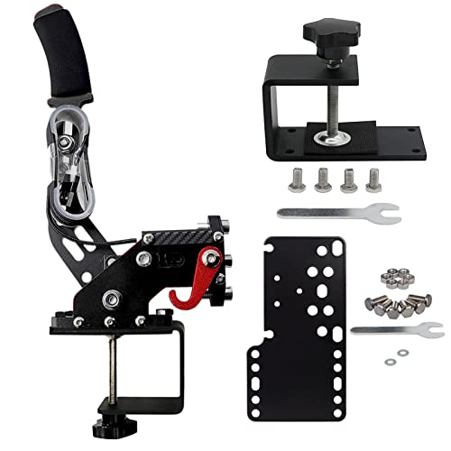Obokidly Upgrade 3-in-1 Upgrade 4th GEN 64 Bit USB Handbrake Support G29 Only Compatible with PS5/PS4 And PC for Simracing Game Sim Rig (Handbrake With Clamp & Palte, Black) - color: Black, size: Handbrake With Clamp&Plate