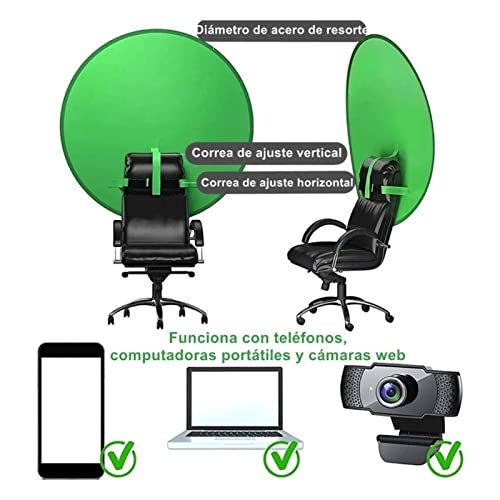 Portable Chair Green Screen Background, 142cm Popping Up Greenscreen Backdrop,Collapsible Chroma Key Kit with Chair Attachment Storage Case for Webcam Video Streaming Gaming Conferencing Webinars