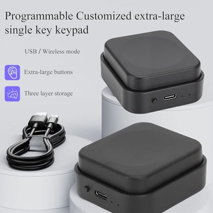 LICAEVEY 3 Mode Programmable Single Key Keypad, Bluetooth 2.4G Wired Large Tactile Key Customizable Macro for Copy Paste Gaming Productivity
