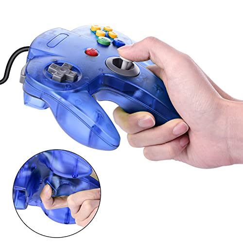 KIWITATA Classic N64 USB Controller for PC, Wired N64 Remote Game Pad Joypad Controller for Windows 7 8 11 & MAC & Raspberry Pi - color: blue