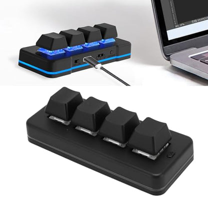 Tangxi Mini 4 Key Keypad, Support USB and Bluetooth, Self Programming, One Handed RGB Mechanical Gaming Keyboard for Phone Computer Tablet