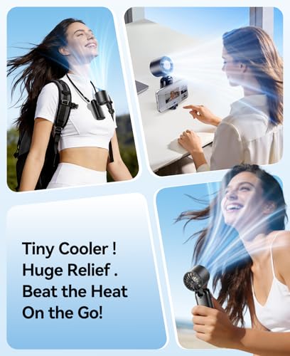KIMMOO Handheld Portable Turbo Fan with Ice Cooler, Powerful 21000 RPM, Speed (1-199), Up to 14Hrs Cooling, Rechargeable Personal Fan, Small Pocket Hand Fans for Travel/Outdoor/Home/Office (Black) - color: Black