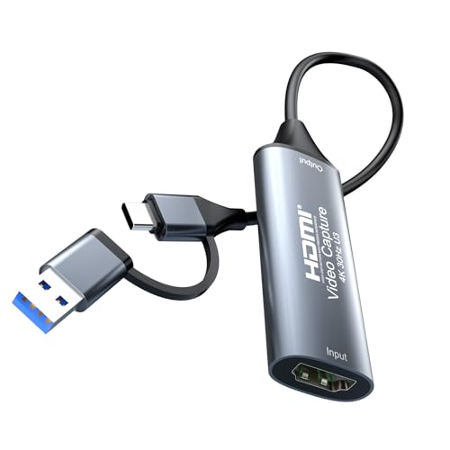 4K 30FPS HDMI Video Capture Card,Video Recording Card HDMI USB 3.0 with Type-C for Gaming Live Streaming TV Recorder, for Windows Android Mac OS System VLC,OBS,Amcap,PS5,Switch,Xbox