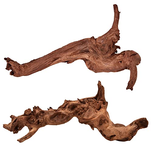 majoywoo Natural Large Driftwood for Aquarium Decor Reptile Decor, Fewer Branches 12.5-18" 2Pcs - size: Mopani Driftwood 12.5 to 18 Inch (Pack of 2)