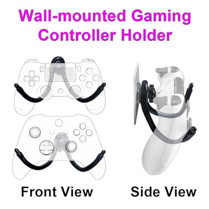 Moldable Adhesive Wall Hooks, Bendable Controller Mount for Gaming, Universal Headset & Router Holder, No Drill Peel & Stick, Silicone Material, 4 Pack (2W/2B)