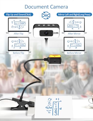 Webcam for PC, 4K Streaming Camera with Light, Web Camera for Desktop/Laptop Computer Webcam with Microphone, Plug and Play USB Web Cam with Bracket, for Video Calls and Meetings (Black)