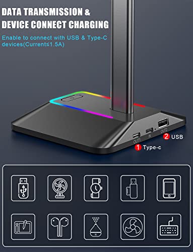 New Bee USB Headset with Microphone RGB Headphone Stand