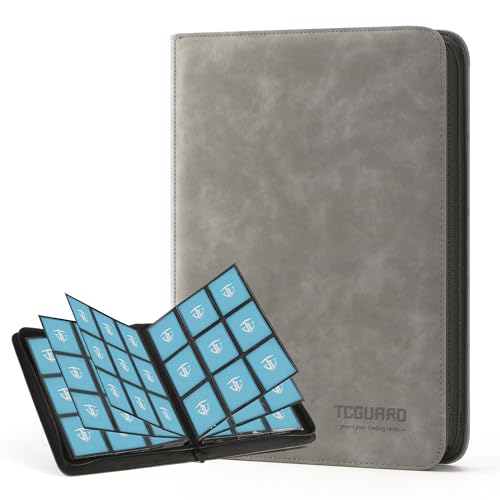 Trading Card Binder, 9 Side Loading Pocket Card Album Hold Up to 540 Cards, Zipper Binder for Cards Collection, TCG Card Holder for Game Card, Sports Card, Yugioh, MTG etc.（Grey） - color: Gray 9