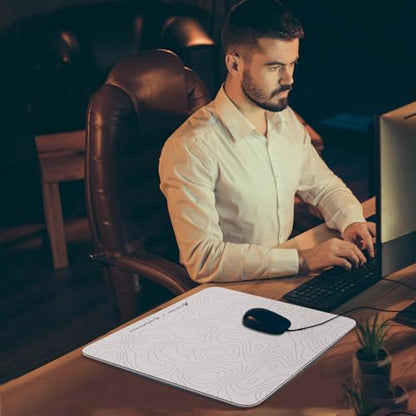 ATTACK SHARK CM05 Glass Gaming Mouse Pad,17.7x15.7 in Large Mouse Mat，Non Slip 9H Hard Mousepads,Nano-Textured Glass Surface with Improved Precision and Speed for FPS Players-White Contour - color: White Contour